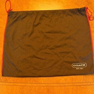 Coach Black Drawstring Dust Bag with Red Trim